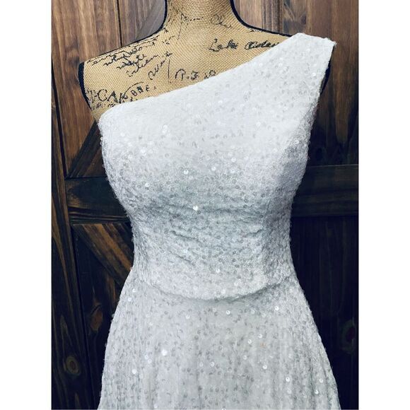 Homecoming White Cocktail Crushed Velvet Sequin Dress Sz 6 - Picture 3 of 10